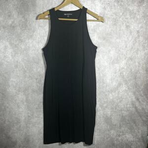 Athleta Santorini Dress Womens Medium Black Solid High Neck Sleeveless Fit Flare